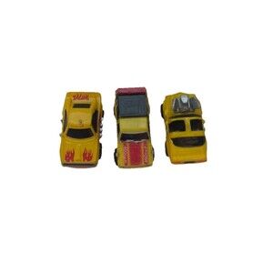 VTG 1980s Yellow Micro Machines Lot Muscle Car Hot Rod Dragster Flames Galoob